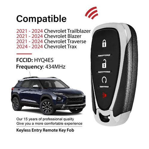 Keylessbest Replacement for 2021-2024 Chevrolet Trailblazer Blazer Traverse Trax Key Fob Remote Control HYQ4ES 4 Buttons 434MHz