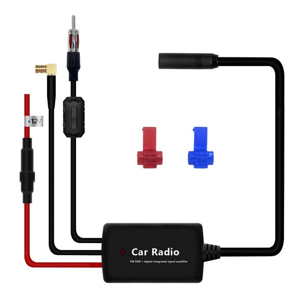 Car Antenna Amplifier DAB FM AM, Radio Signal Amplifier Booster, SMB Female to DIN Male Adapter