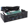 USB 3.0 Front Panel hub, Multi-Functional Internal Card Reader Dashboard, 5.25-inch PC Front Panel Support M2, MSO, Memory, MS, XD, 64G CF Card, for Computer case