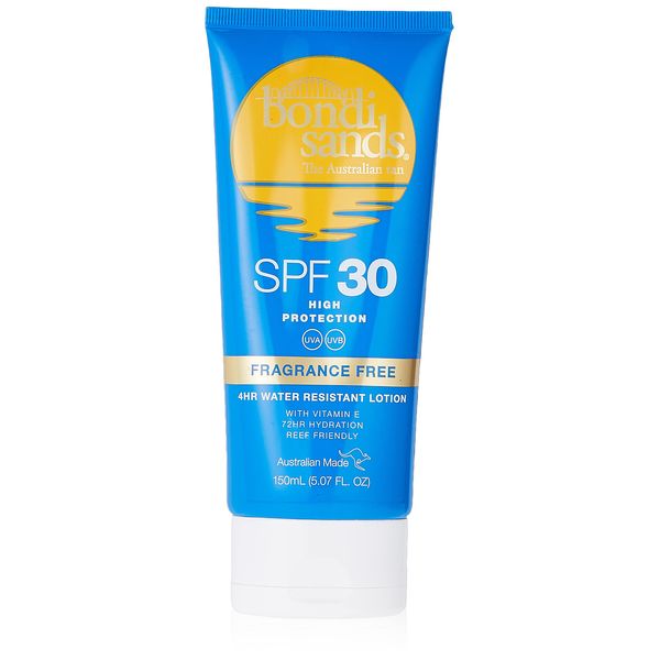 Bondi Sands Fragrance Free Sunscreen Lotion SPF 30 | Non-Greasy Broad-Spectrum Formula Moisturises, Soothes, and Protects Skin, Water Resistant Up To 4 Hours, Vegan + Cruelty Free | 150 mL/5.07 Oz