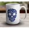 Shopagift Blue Skull White 15oz Large Mug Gift Cup