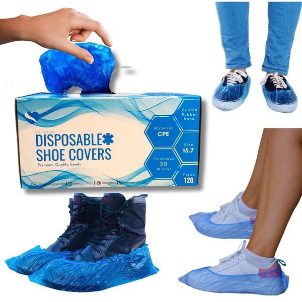 100 + 20 Pieces (60 Pairs) Shoe Covers Disposable - Non Slip 15.7'' Hygienic Shoe & Boot Covers Recyclable Waterproof Shoe Booties for Indoors. Booties Cover See all models.