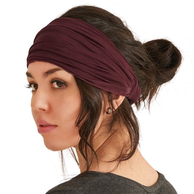 CHARM Maroon Japanese Bandana Headbands for Men and Women – Comfortable Head Bands with Elastic Secure Snug Fit Ideal Runners Fitness Sports Football Tennis Stylish Lightweight M