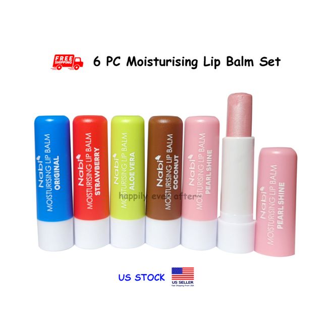 6 PC Lip Balm Set - 4 Clear & 2 Pearl Shine Moisturizing Lip Balms *US SELLER*