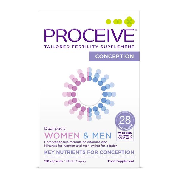 Proceive® Women & Proceive® Men Dual Pack Fertility Supplements for Conception - Vitamins & Minerals for Couples Trying to Conceive - Zinc, Vitamin D, B12-120 Capsules - Vegan