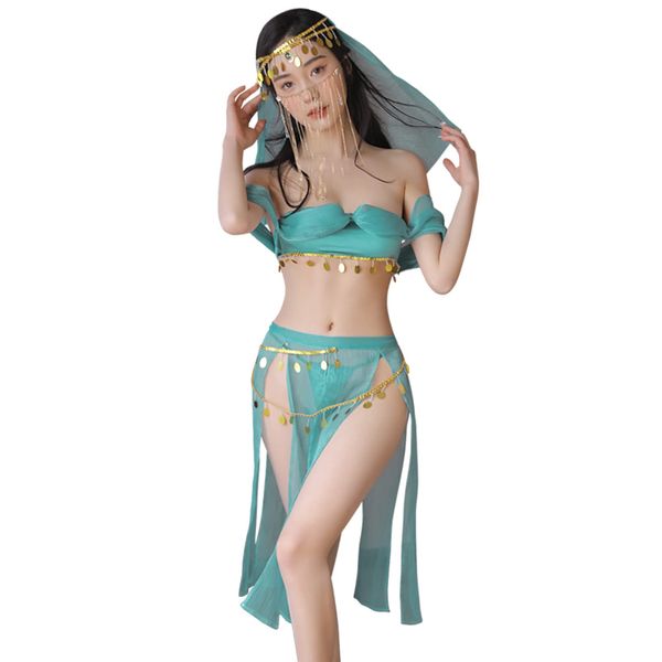 Ahegao Women's Belly Dance, Cosplay, Sexy, Arabian Cosplay, Sexy, Invisibility See-Through, Sexy Lingerie, Super Extreme, Babydoll, Belly Dance, Dancer, Cosplay Costume, green