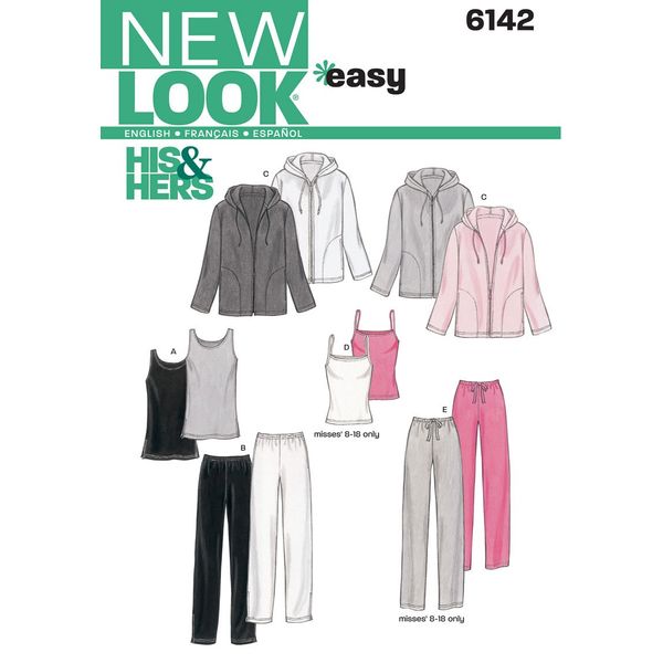 New Look Sewing Pattern 6142 Miss/Men Separates, white, A
