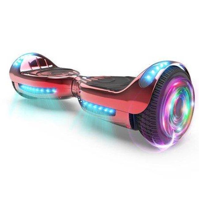 Flash Wheel Hoverboard 6.5" Bluetooth Speaker with LED Light Self Balancing Wheel Electric Scooter - Chrome Red