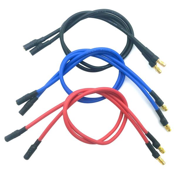 Nuofan 6PCS 3.5mm Banana Gold Bullet Connector Extension Cable for RC Brushless Motor ESC Extension Cable Wire RC Car Boat Parts (16AWG 30CM) (3.5mm esc extension cable)