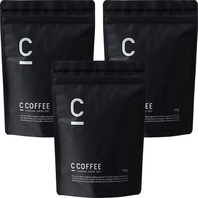 チャコールコーヒー C COFFEE シーコーヒー CCOFFEE 3袋セット (100g×3袋) 【 チャコール mctオイル パウダー 炭 サプリ の代わりに サポート 置き換え 】 (ブラジル産 コーヒー豆 100%)