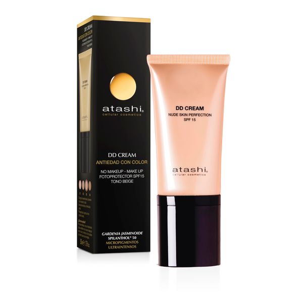 atashi | Anti-Ageing DD Cream Anti-Aging Treatment without Makeup Colour - Makeup Reduces Blemishes and Minimizes Pores | Retinol | Airless | Nude Beige Shade SPF15 50ml