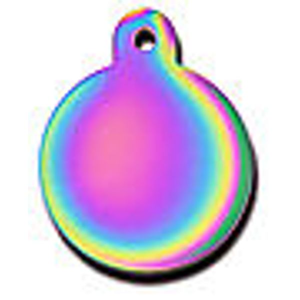 RAINBOW PERSONALIZED LARGE ROUND PET ID TAG