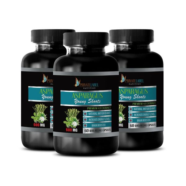 fiber supplement - ASPARAGUS EXTRACT 600mg - energy pills - 3 Bottles