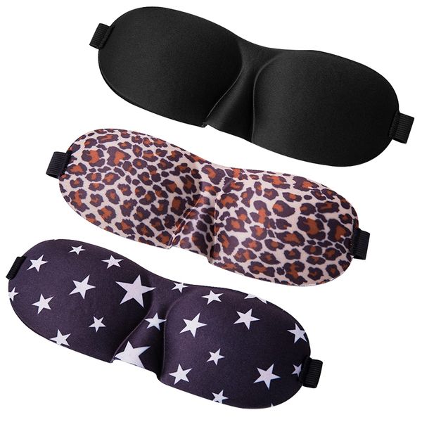 GWAWG 3 Pack Soft and Comfortable Sleeping Eye mask with Adjustable Strap,Sleeping Eye mask for Men and Women