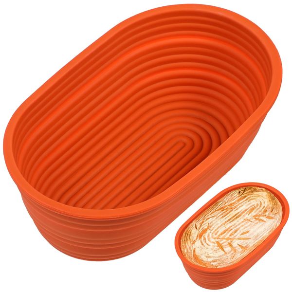 Webake Bread Proofing Basket Oval Silicone 10 Inch Sourdough Proving Baskets Rising Proving Bowl Food Storage Basket Baking Tools