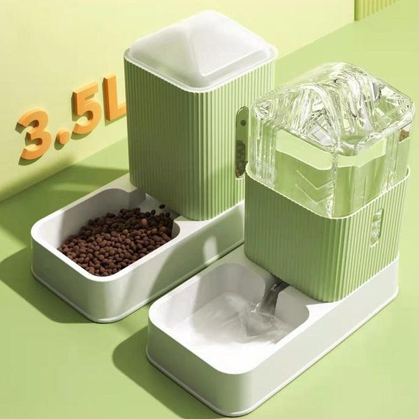 Automatic Pet Feeder With Hygienic Drinking System - Moon Lime / Fat House Feeding Bowl