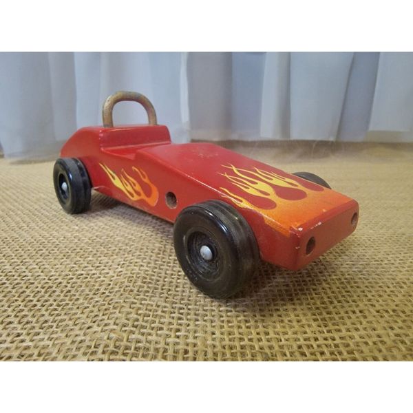 Pinewood Derby Red Yellow Flame Racer Toy Race Car Hand Made Boy Scouts Car