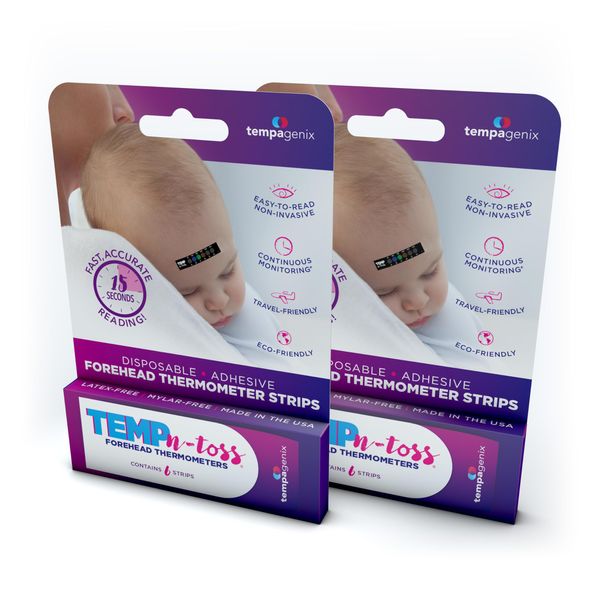 Fast Reading Disposable Forehead Thermometer Strips - Temp-N-Toss for Accurate & Hygienic Baby Temperature Measurement - Easy to Use and Reliable Single-Use Fever Indicator (12)