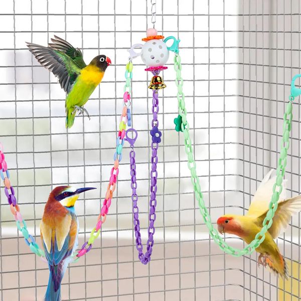 Parakeet Toys, Love Birds Toys, Bird Plastic Ball Toys Cockatiel, Budgerigar Hanging Swing for Climb Bird Cage Colorful Toys