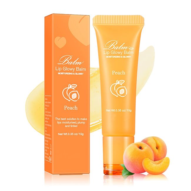 ZHISHUDL Lip Glowy Balm Moisturizing Lip Balm Plumping Lip Gloss Lip Sleeping Mask Lip Butter Balm Day Night Lip Care Glowy Lip Balm - Peach