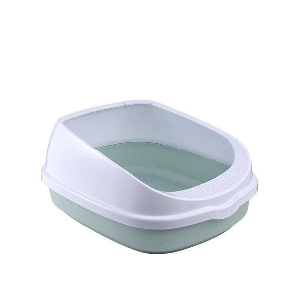 Oversized Splash-Proof Semi-Enclosed Cat Litter Box: The Ultimate Kitten Haven - Green / 40X33.5X17Cm