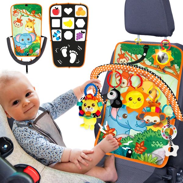 Innofans Baby Car Seat Toy with Music, Mirror, Animals - Portable Infant Travel Activities and Sensory Stroller Toys