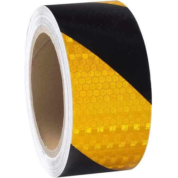 XFXIA Reflektierendes Klebeband Gelb&Schwarz 10m x 5cm Wasserdicht Reflektorband Selbstklebend Warnklebeband Sicherheitsband-Conspicuous Warning Tape für Fahrzeuge,Autos,Anhänger,Draussen