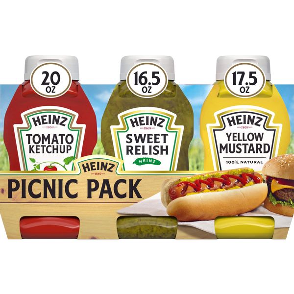 Heinz Ketchup, Sweet Relish & Yellow Mustard Picnic Pack, 3 ct - 54.0 oz Bottles