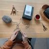 clover labo Mini Mat Kit with Knitting Rod Clover Lab Knitting Kit Mini Mat Coaster Black