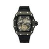 TIME100 Automatic Mechanical Watches for Men Skeleton Square Big Face Wristwatch Adjustable Silicone Strap
