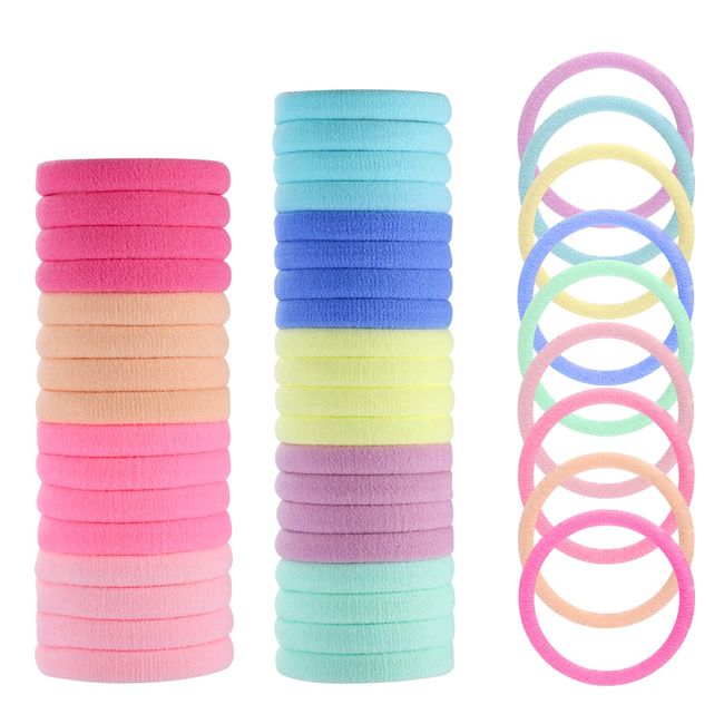 100 Stück Bunte Haargummis Mädchen, 4,3 cm Nahtlose Haargummi Damen, Großer Durchmesser Scrunchies Bequem Elastisch für Pferdeschwanz Mädchen Kinder Frauen