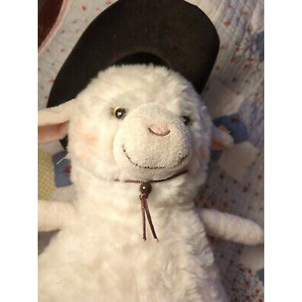 STEIFF White Smiling Lamb Lambaloo Plush Stuffed Animal Sheep 15” Cowboy Hat