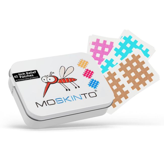 Moskinto Patch, Instant itch relief from Mosquito Bites, ticks, sandflies, Midges. Reduces swelling and is child friendly. Chemical free. 42 Patch family pack.