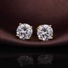 Sterling Silver Stud Earrings - Gold Plated Cubic Zirconia, 4mm