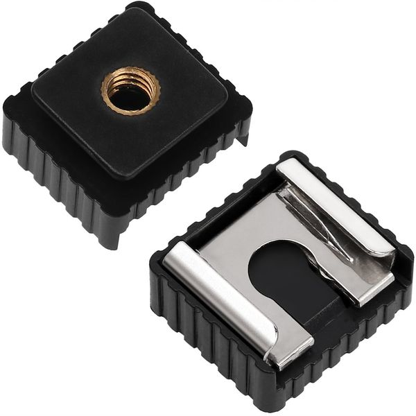 Camera Flash Hot Shoe Mount Adapter to 1/4" Thread Hole for Flash Holder Bracket Light Stands Umbrella Holder Flash Bracket (2 Pack)