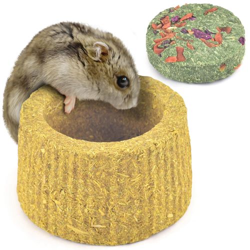 ERKOON 100% Edible Premium Timothy Hay Chew A Bowl for Rabbits, Chinchilla Treats, Chew Toys for Teeth Guinea Pigs and Mice (Pumpkin)