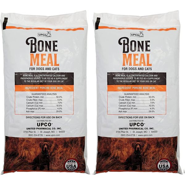 2 Pack 1Lb Bone Meal Supplement for Dogs Cats Nutritional Calcium Phosphorus