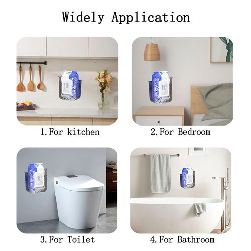 2 Pcs Kitchen Wipes Storage Box, Clear Wipes Dispenser for Bathroom, Refillable Wipes Holder, Wall Mounted Tissue Box Holder, Wipes Box Dispenser for Kitchen Bathroom Toilet