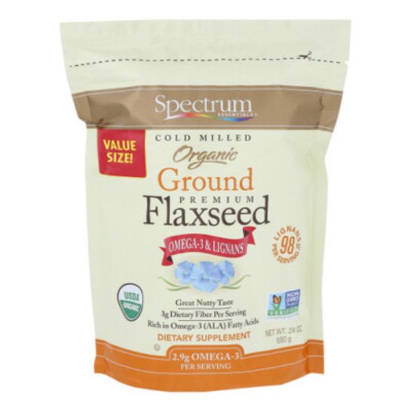 Organic Ground Premium Flaxseed  24 Oz By Spectrum Essentials
