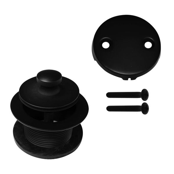 Westbrass Twist & Close Tub Trim Set with Two-Hole Overflow Faceplate, Matte Black, D94-2-62