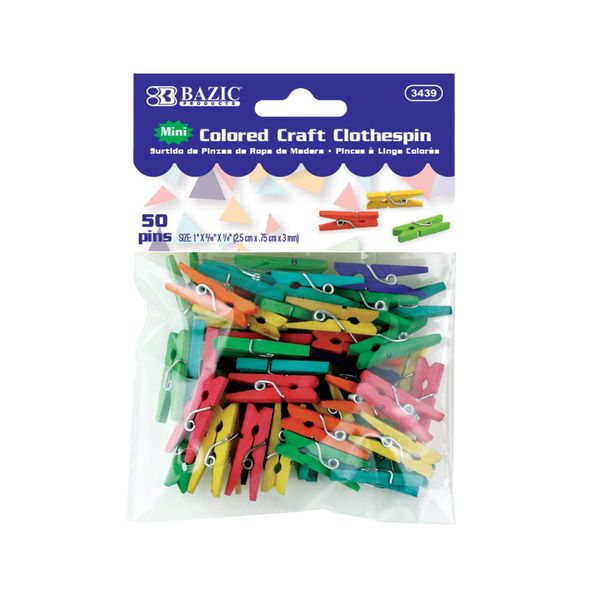 BAZIC Mini Colored Clothes Pin (50/Pack)