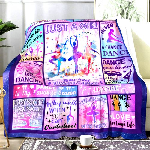 PEWETON Dance Blanket Dance Recita Ballet Ballerina Throw Blanket Flannel Dancers Merch Blankets Gifts for Girls Teens Women Adults 50"x40"