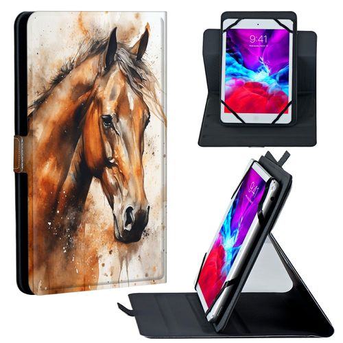 HEAKIERG Universal Case for 2024 10 Inch Android 14 Tablets with Octa-Core, Lightweight Flip Stand and Adjustable Protective Cover Case for 9" - 10.5" Touchscreen Tablet, Horse