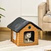 Heated Cat House Condo, Indoor Covered Outdoor Foldable Pet Dog Bed w/ Heat Pad