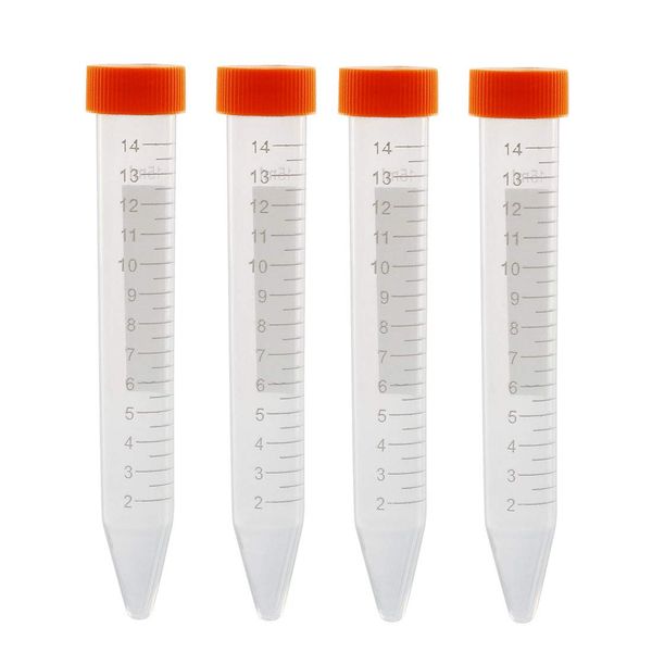 uxcell 10pcs 15ml Plastic Centrifuge Tubes with Threaded Caps Polypropylene Graduated Micro Centrifuge Tubes with Cone Bottom Red Bead Storage Container Sample Lab