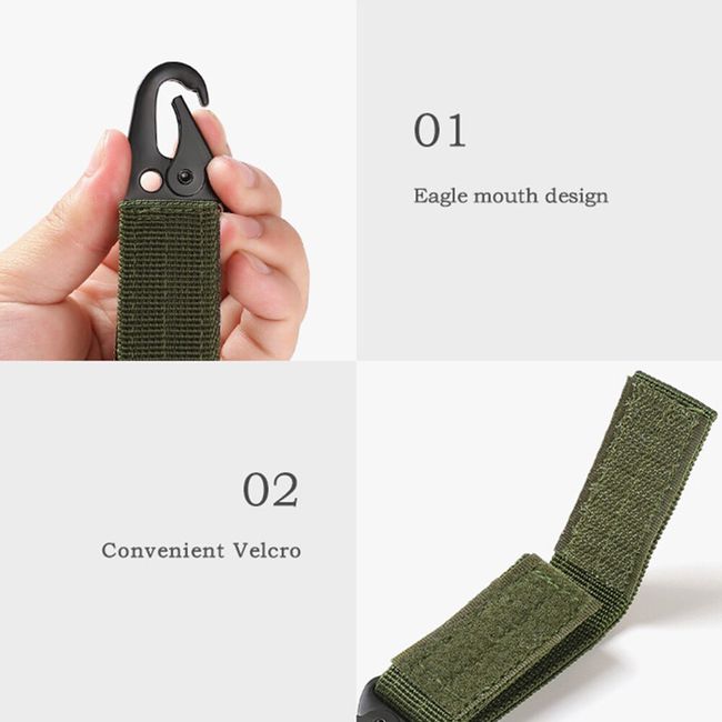 EDC Tactical Nylon Ribbon Keychain Outdoor Multifunctional Carabiner  Camping Hiking Hiking Velcro Backpack Buckle Hook