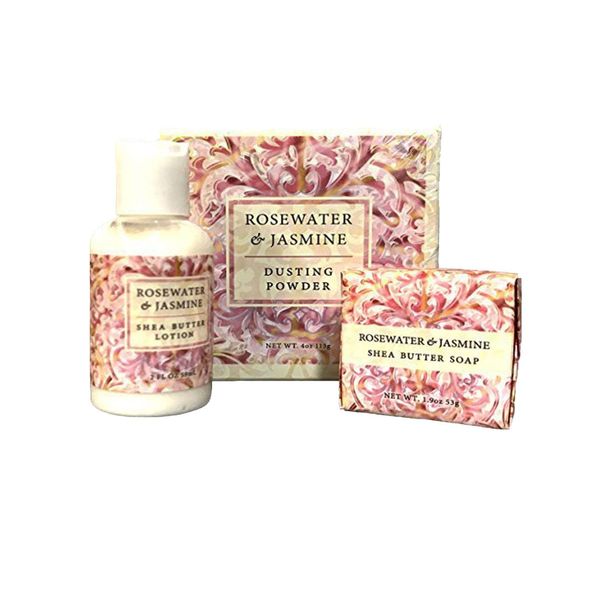 Dusting Powder, Mini Lotion and Mini Soap Gift Set 3 pc (Rosewater Jasmine)