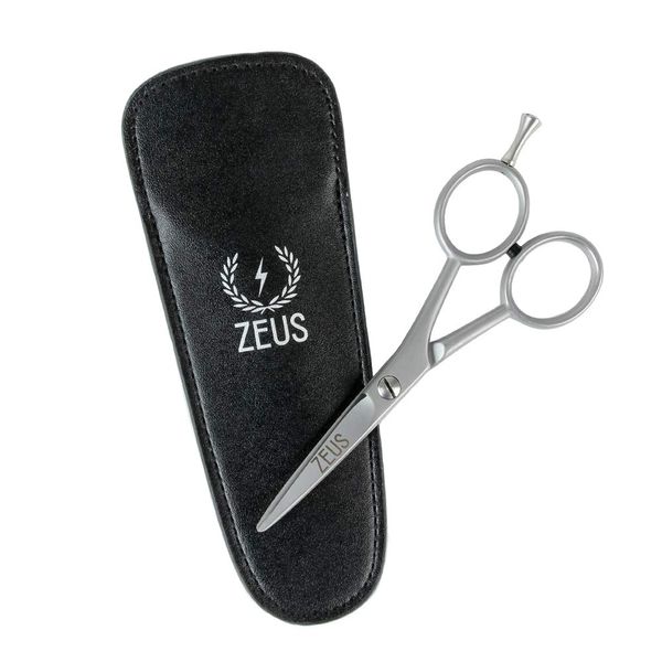 ZEUS Beard Scissors, Premium Handmade German Stainless Steel Beard Trimming Scissors with Leather Case - MADE IN GERMANY