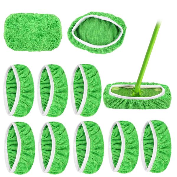 8 Stück Bodentücher für Swiffer, Mehrweg Flachmopptuch 25,4x11,5cm, Bodenwischer Nass für Swiffer Sweeper Dust Mop, Tuch Waschbar Wischmopp Bezug für die Reinigung von Hartböden, Holzböden, Mop Pads