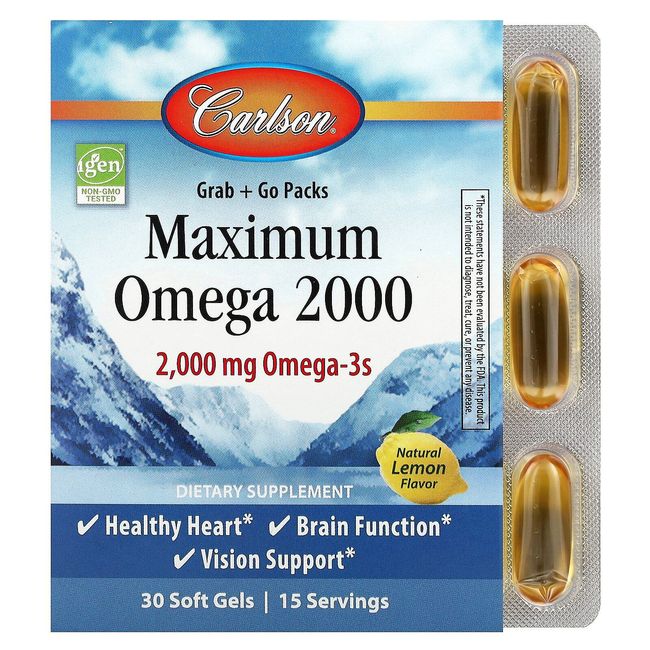 Maximum Omega 2000, Natural Lemon, 2,000 mg, 30 Soft Gels (1,000 mg per Soft